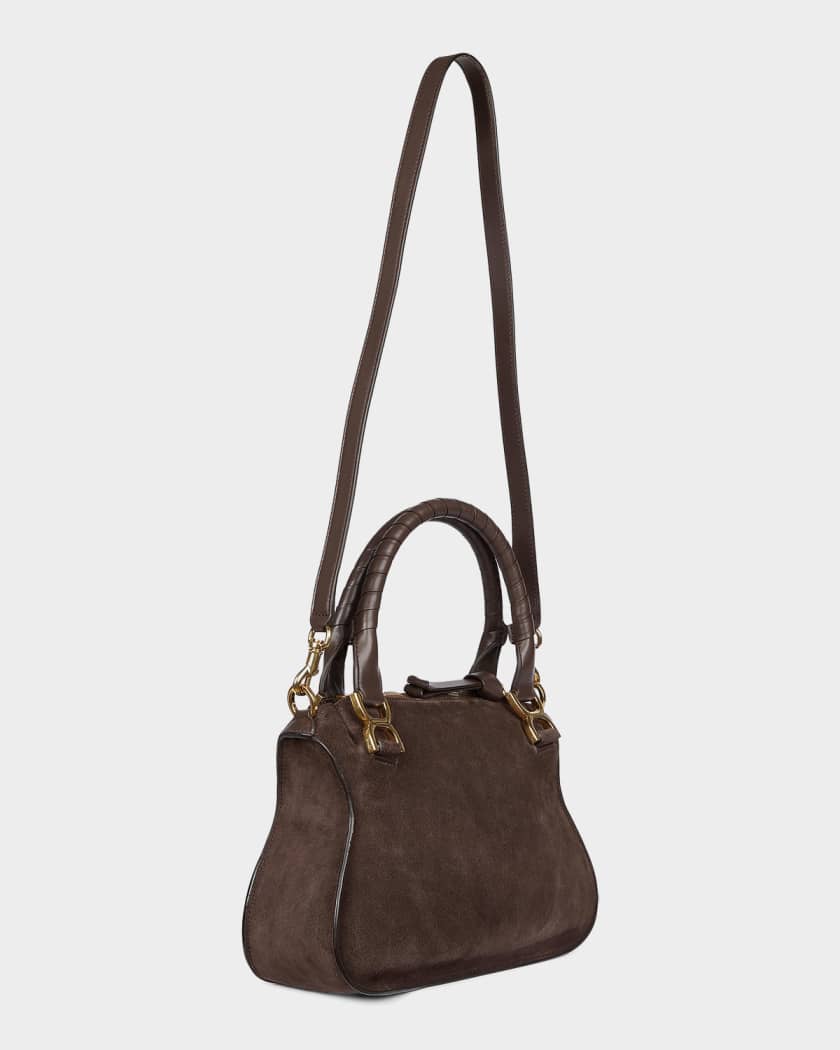 Chloe Marcie Double Carry Satchel in Calfskin Suede | Neiman Marcus