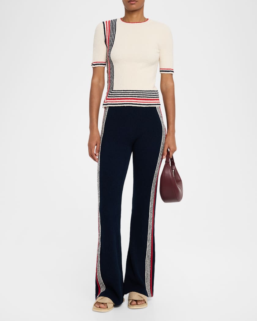 Short-Sleeve Button-Side Rib Sweater