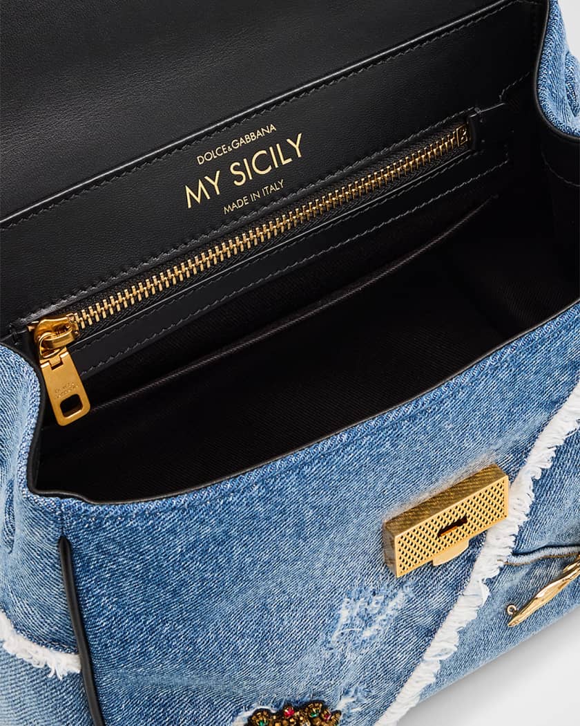 Dolce&Gabbana My Sicily Small Embellished Denim Crossbody