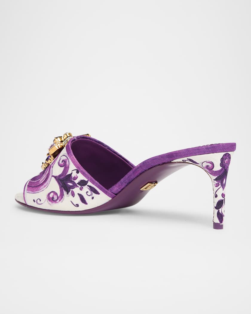Maiolica Jeweled Printed Slide Sandals