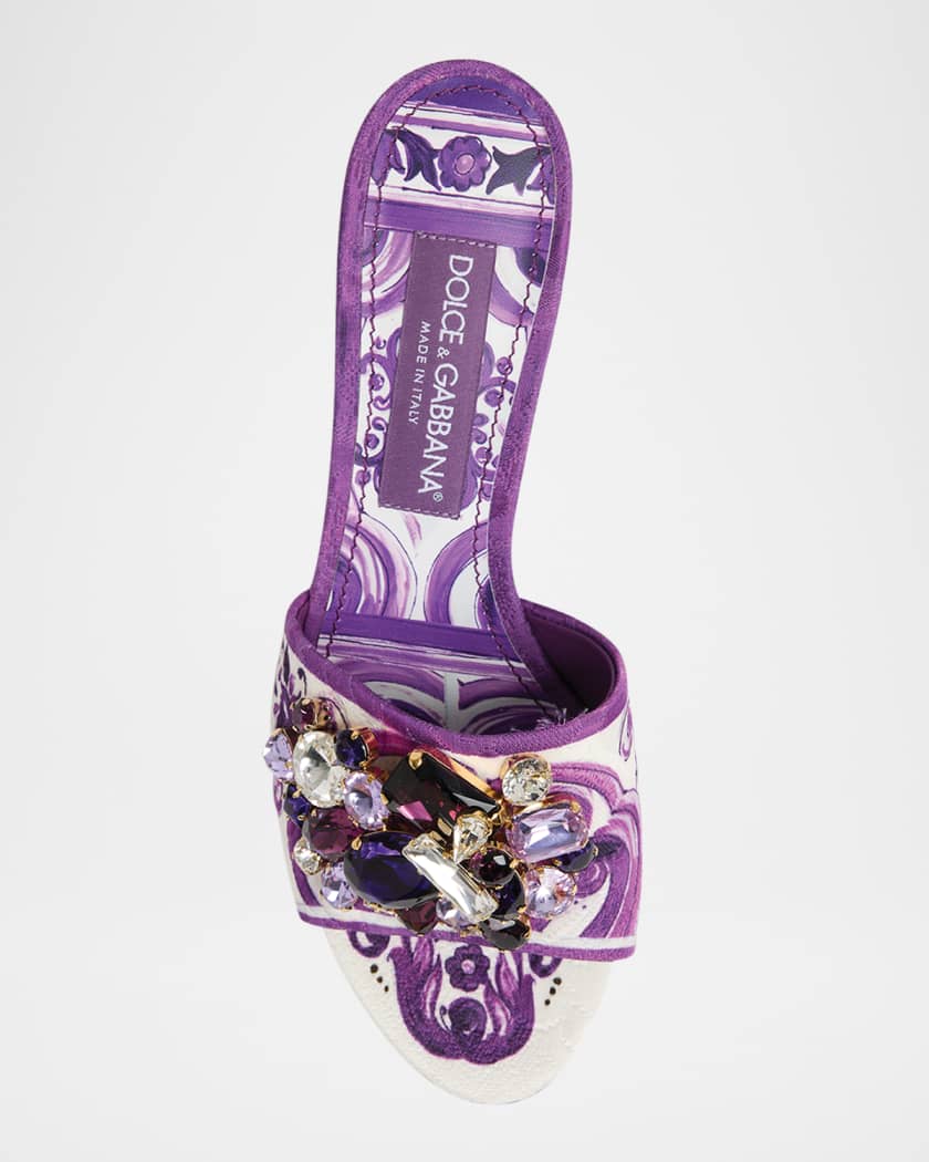 Maiolica Jeweled Printed Slide Sandals