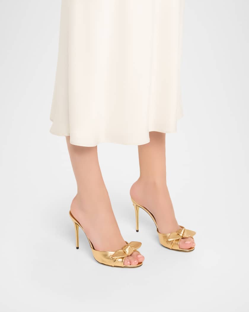 Metallic Knot Stiletto Slide Sandals