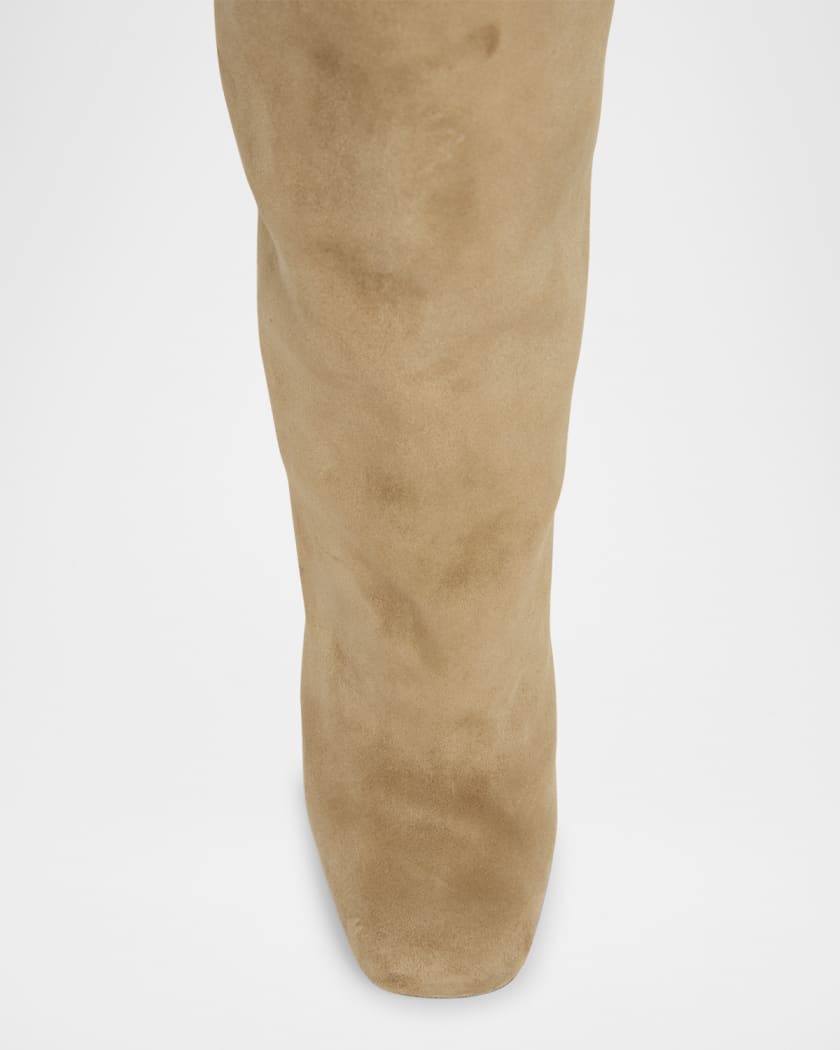 Suede Block-Heel Knee Boots
