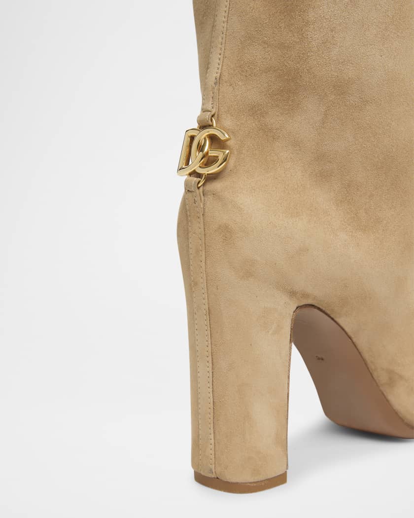 Suede Block-Heel Knee Boots