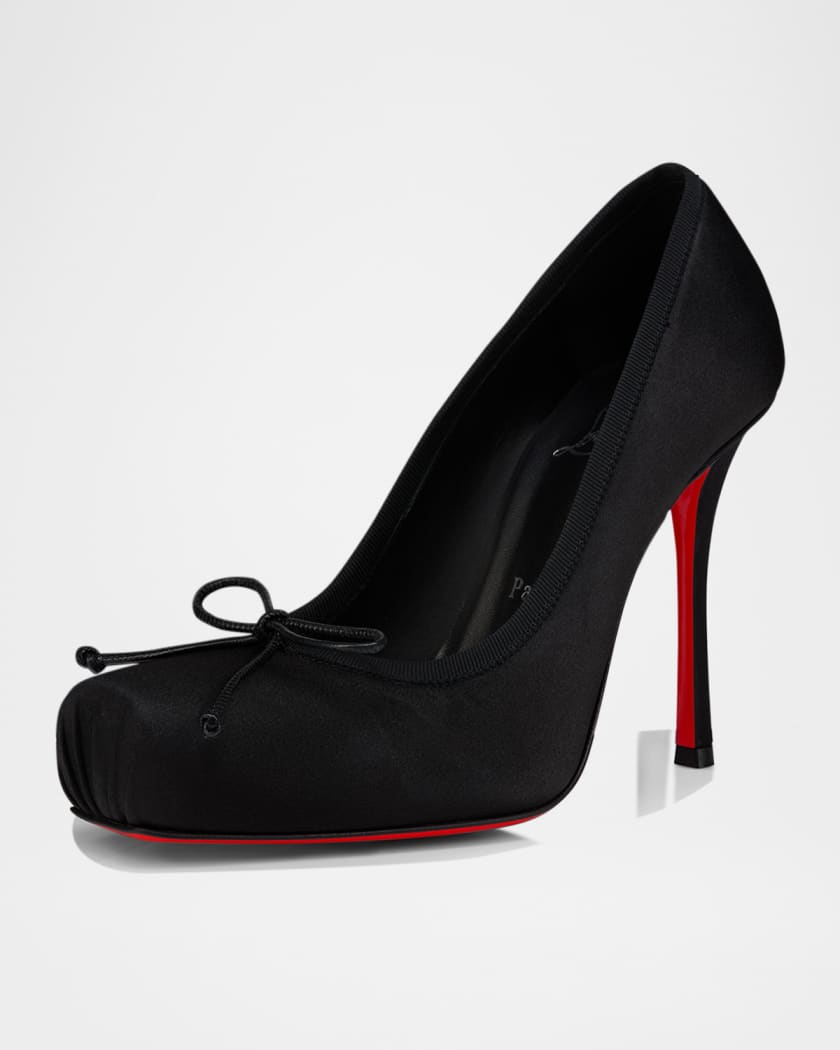 Cassia Satin Red-Sole Ballerina Pumps