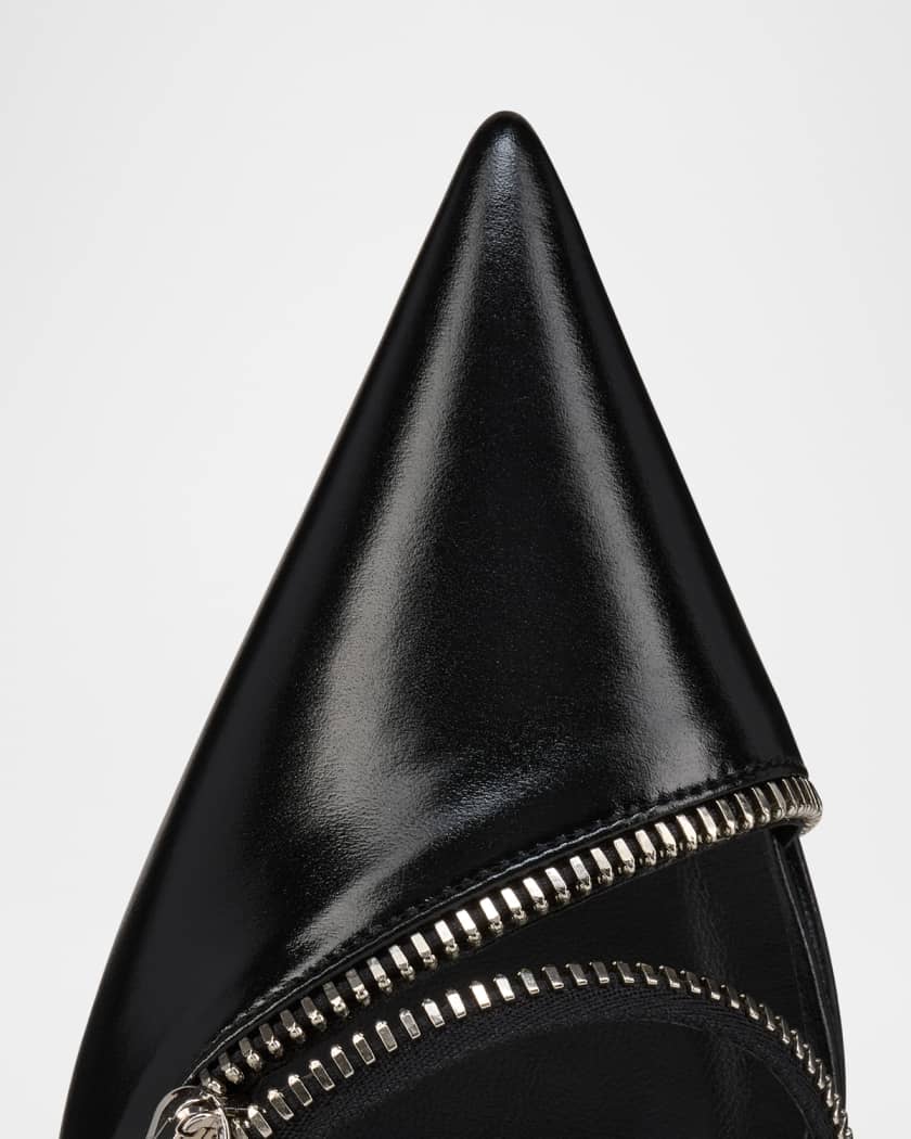 Slingy Zip Leather Red Sole Pumps