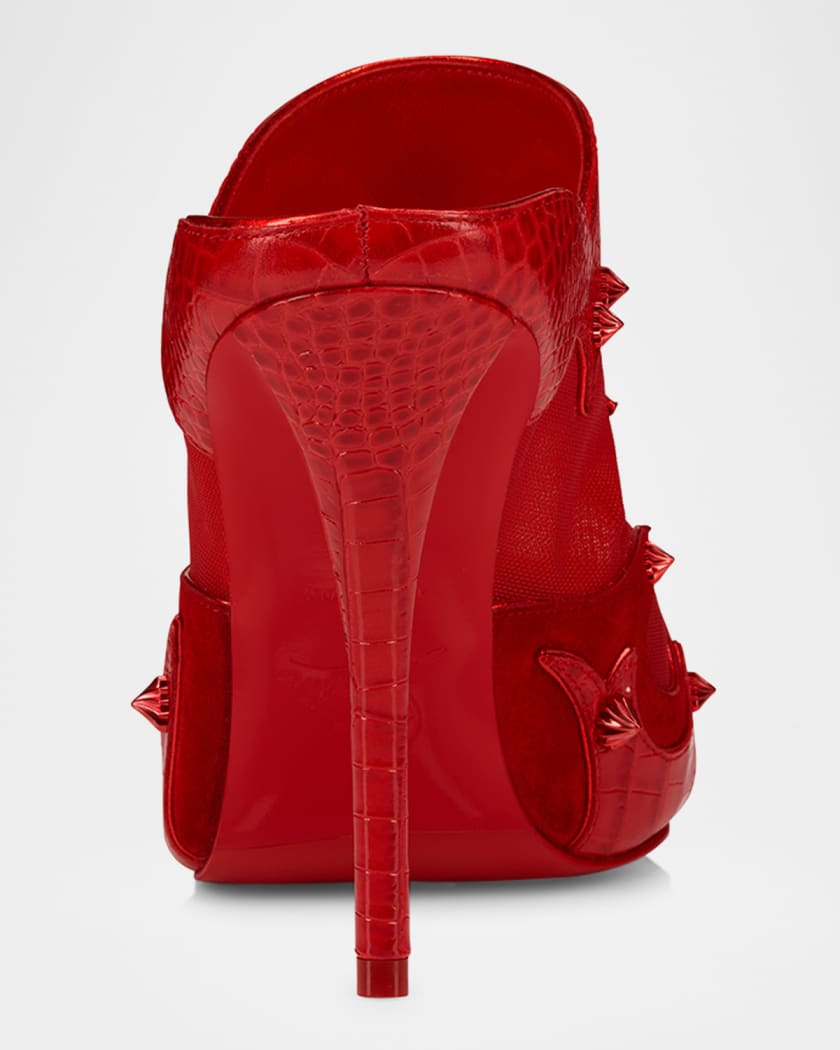 Mulatiag Suede Mesh Red Sole Mule Pumps