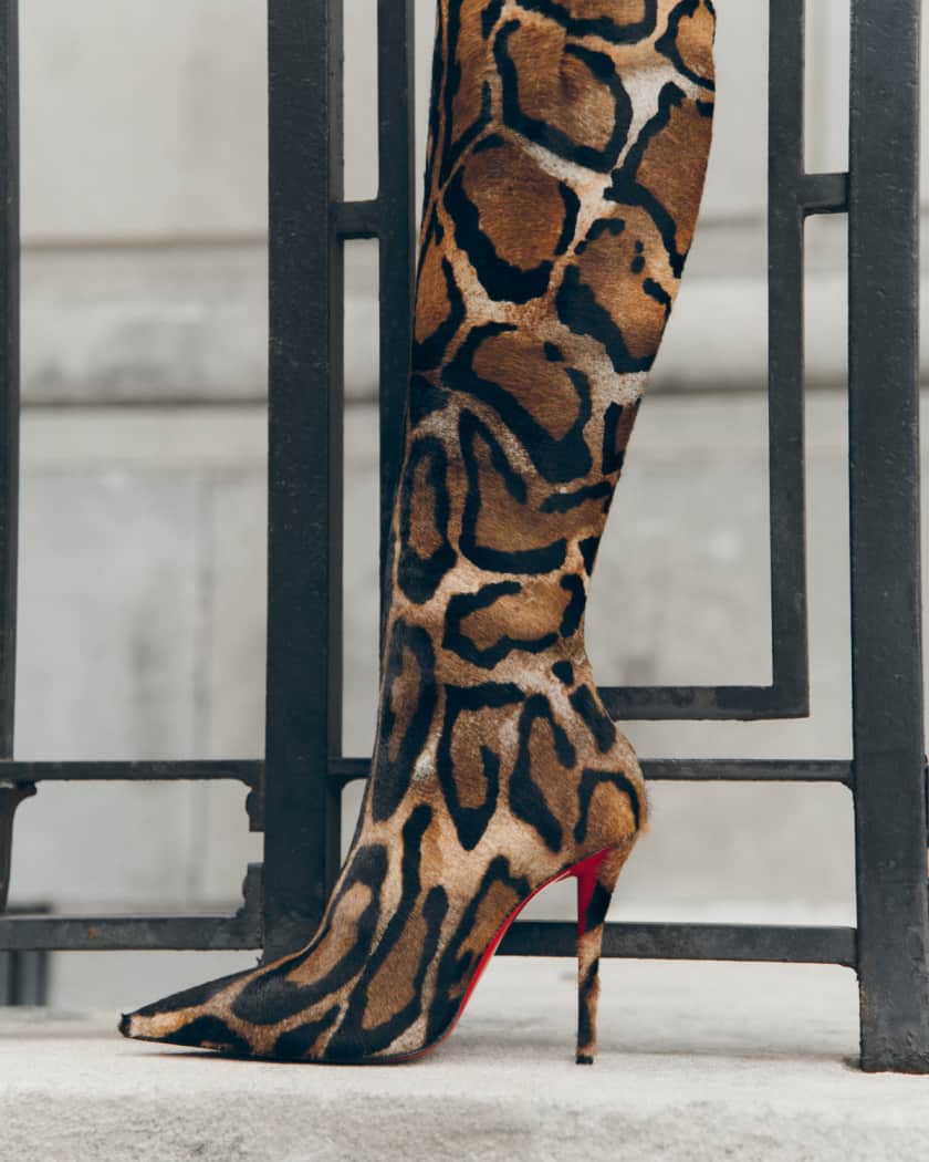 Miss Z Botta Cheetah Calf Hair Knee-High Stiletto Boots