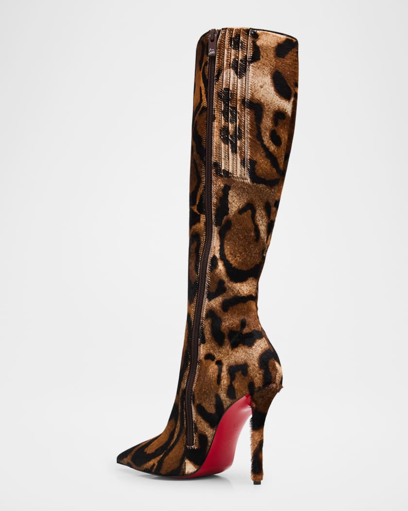 Miss Z Botta Cheetah Calf Hair Knee-High Stiletto Boots