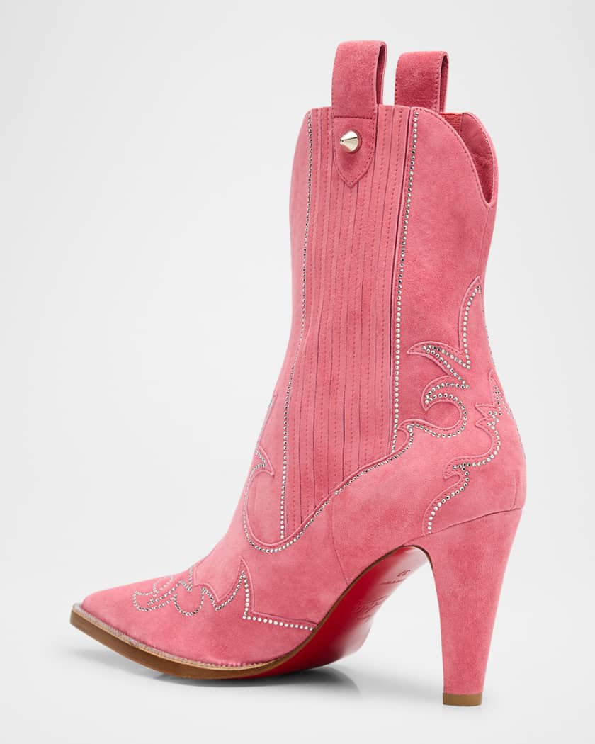 Santigag Strass Suede Red Sole Western Booties 