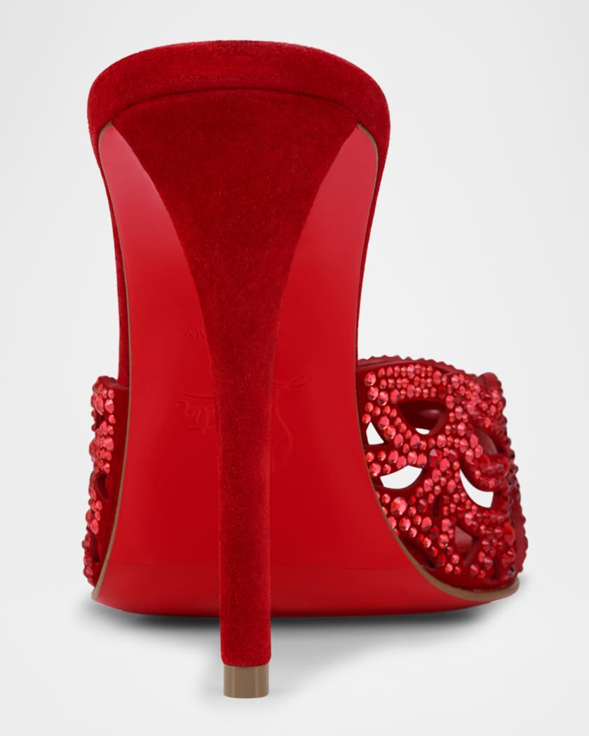 Lasera Strass Suede Red Sole Mule Pumps