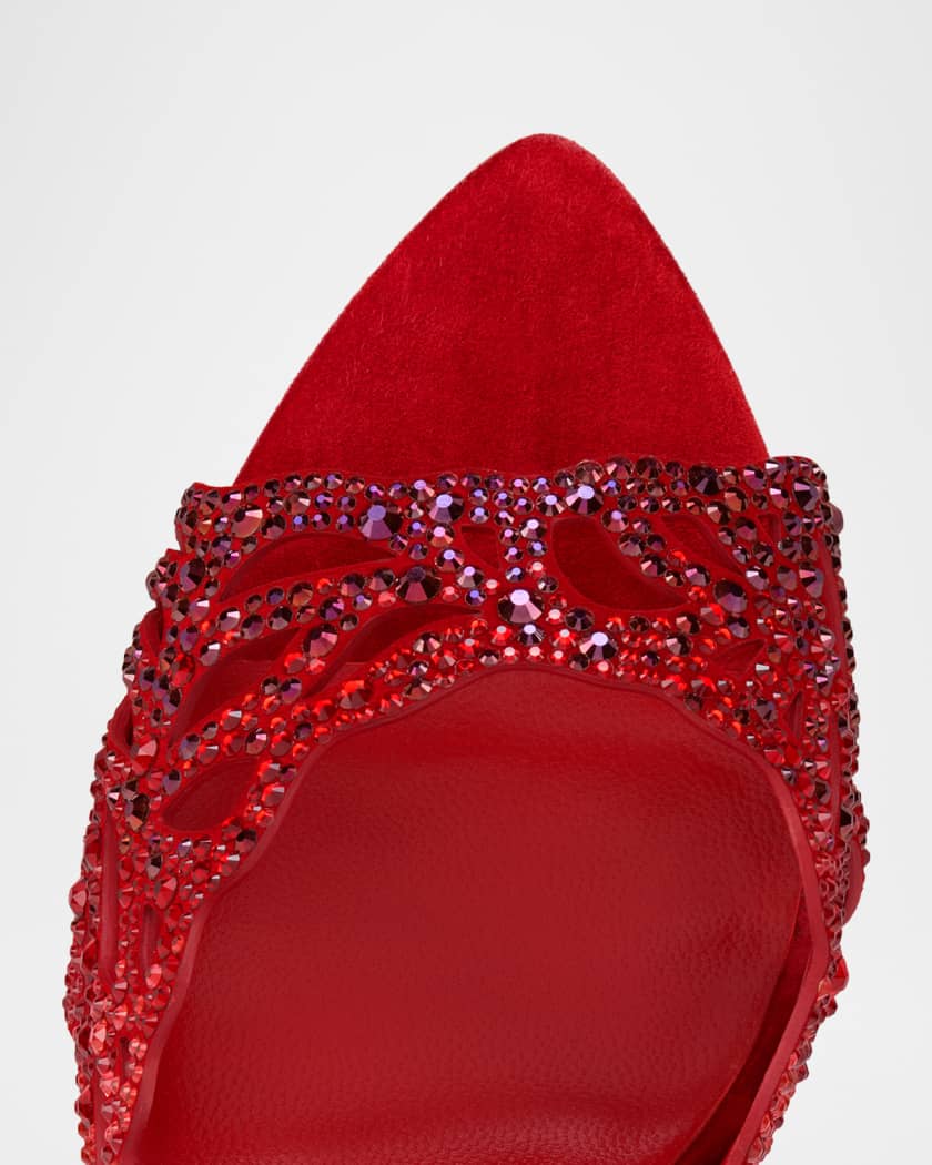 Lasera Strass Suede Red Sole Mule Pumps