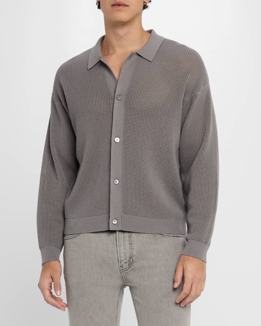 FRAME Men's Mesh-Knit Buttoned Cardigan | Neiman Marcus FRAME Men's Mesh-Knit Buttoned Cardigan | Neiman Marcus