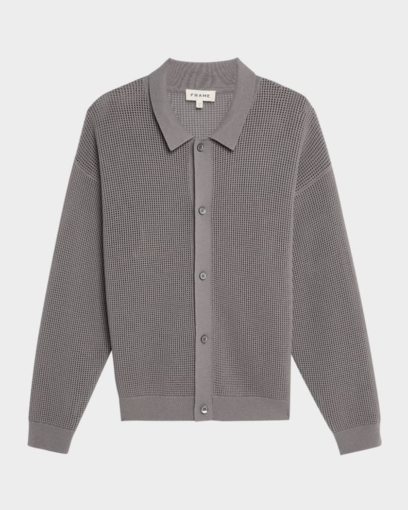 FRAME Men's Mesh-Knit Buttoned Cardigan | Neiman Marcus FRAME Men's Mesh-Knit Buttoned Cardigan | Neiman Marcus