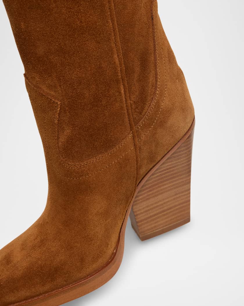 ブーツその他 PARIS TEXAS Waxed suede boots Cognac Pointed knee-high boots in smooth dark brown leather - Paris