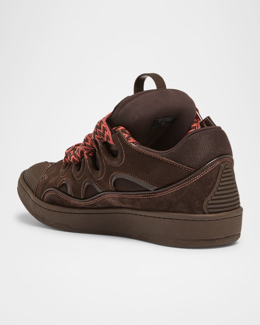 Men's Curb Mesh and Suede Low-Top Sneakers