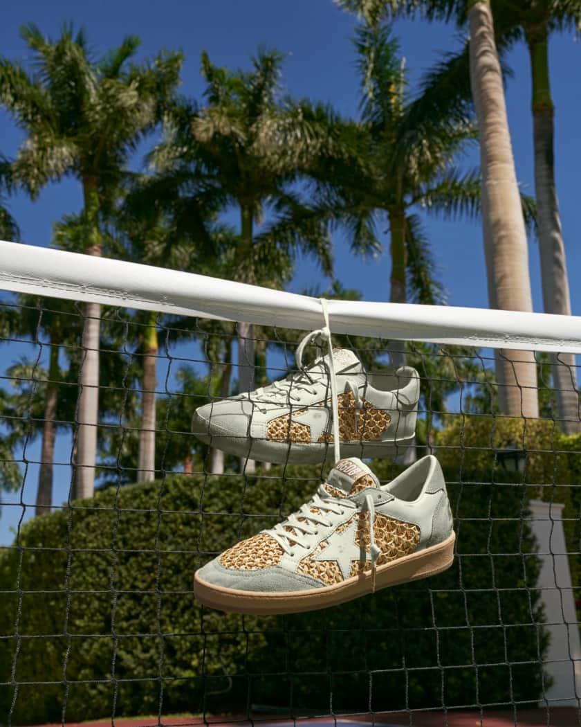 Ballstar Raffia Net Leather Low-Top Sneakers