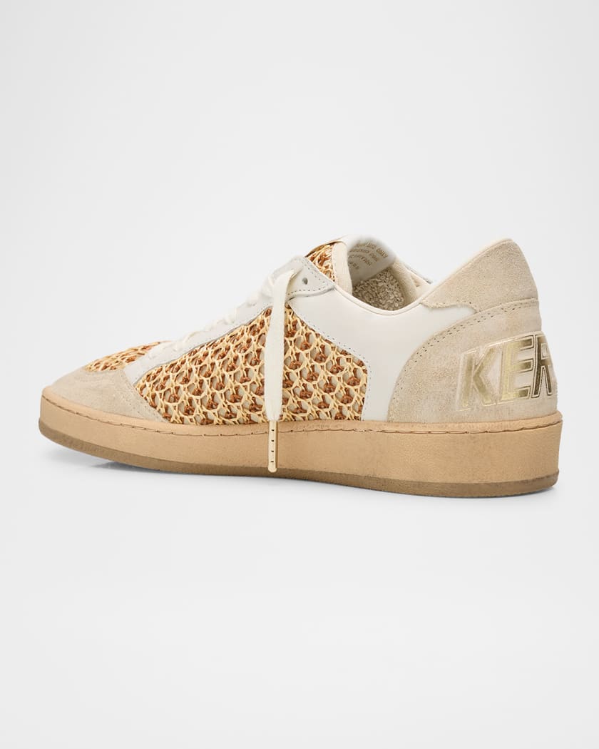 Ballstar Raffia Net Leather Low-Top Sneakers