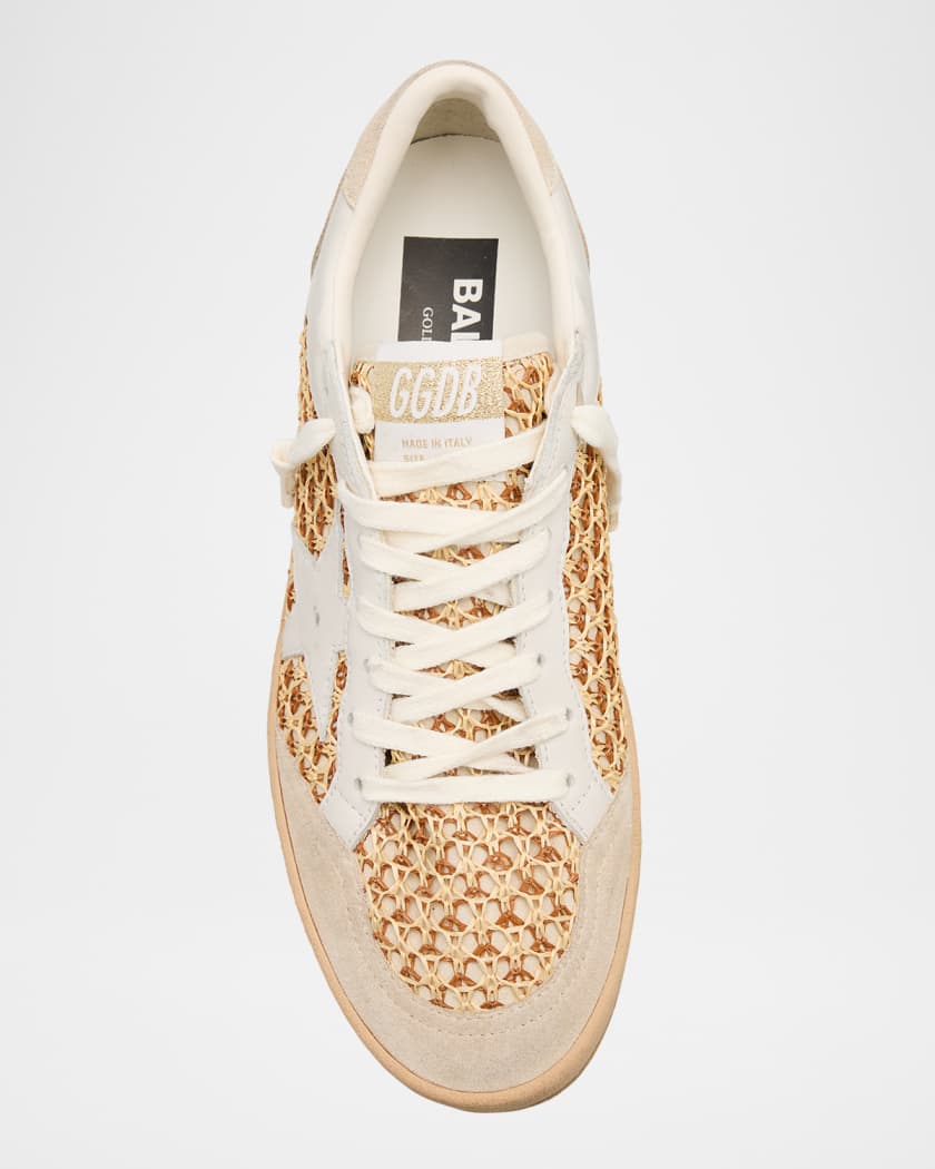Ballstar Raffia Net Leather Low-Top Sneakers