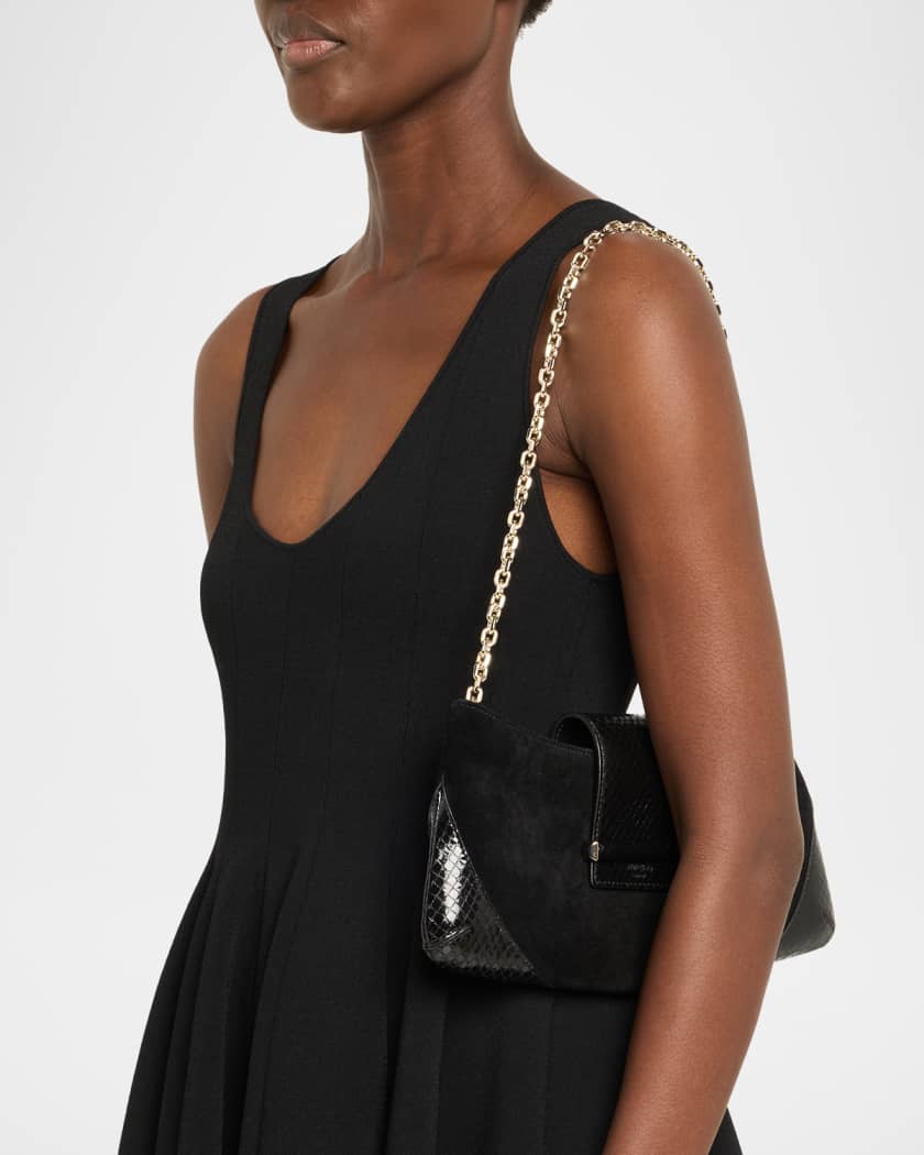 Bar Suede & Embossed Leather Clutch Bag