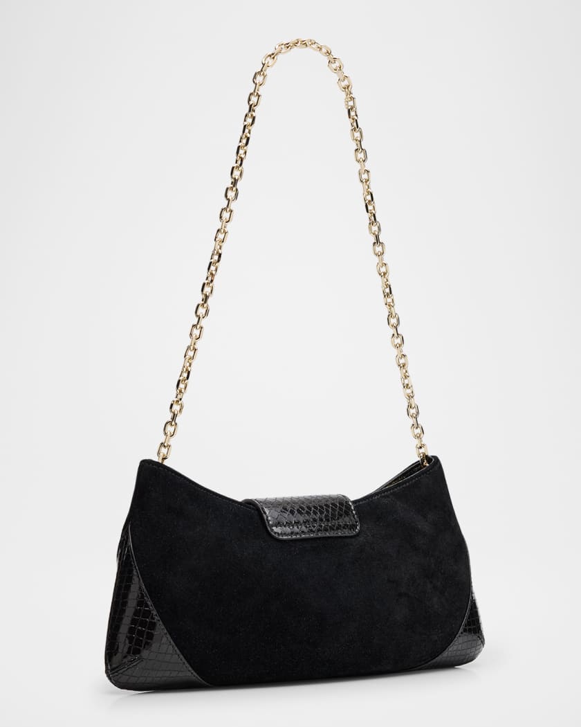 Bar Suede & Embossed Leather Clutch Bag
