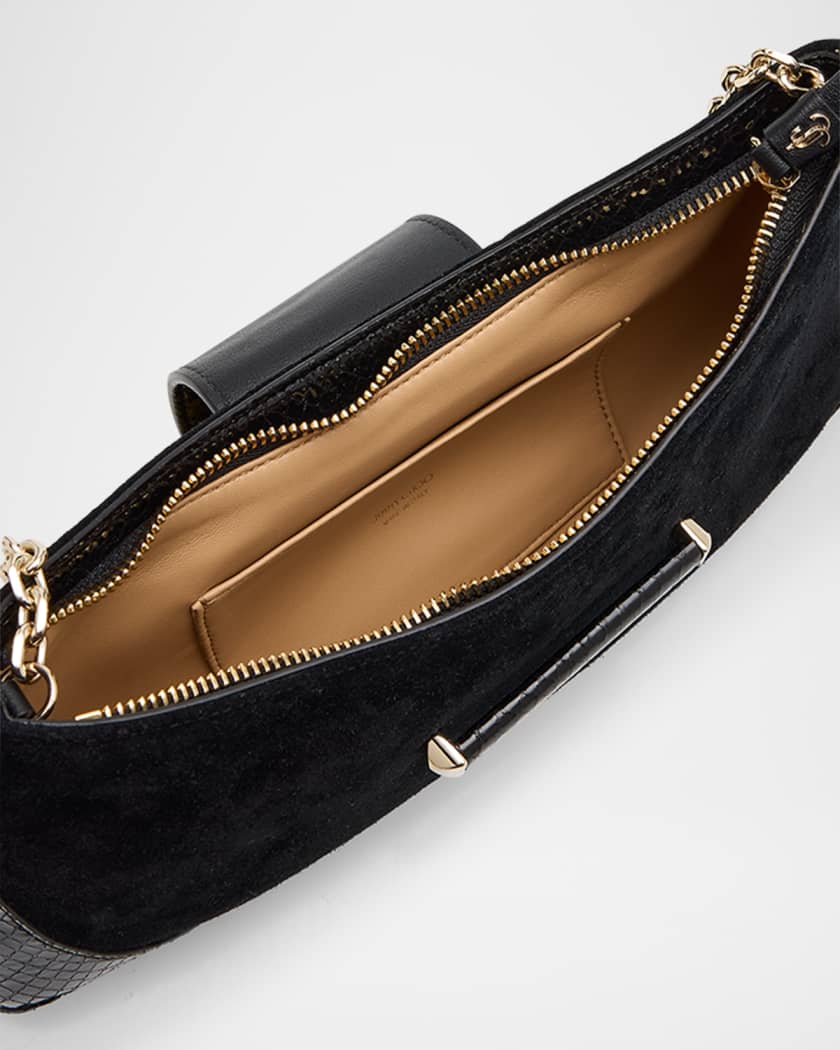 Bar Suede & Embossed Leather Clutch Bag