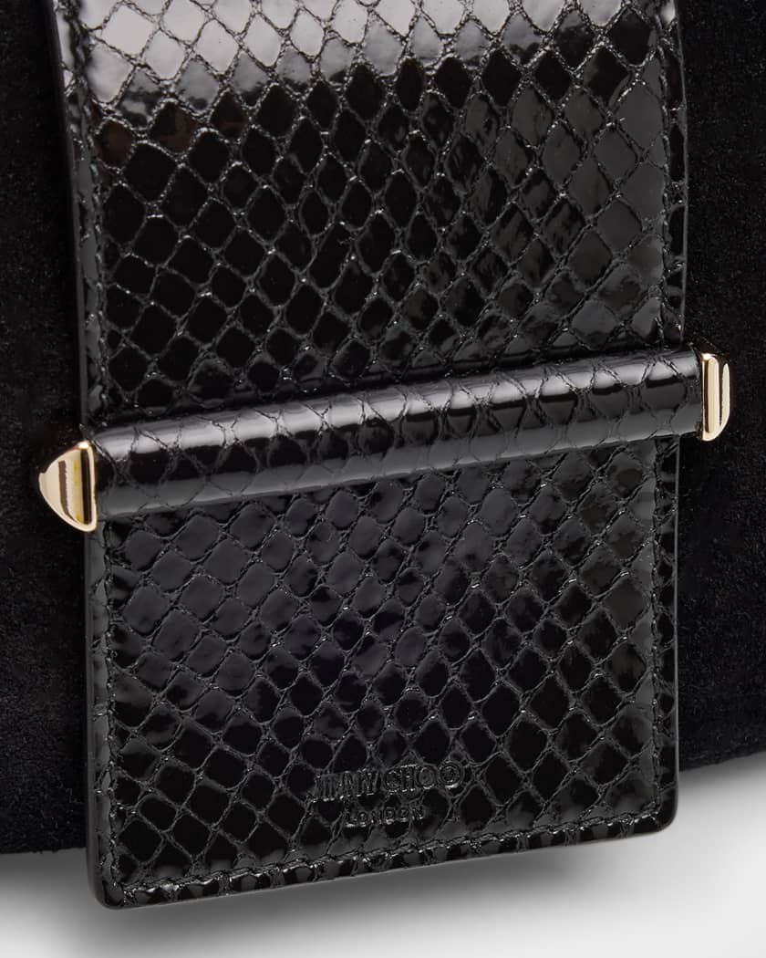 Bar Suede & Embossed Leather Clutch Bag