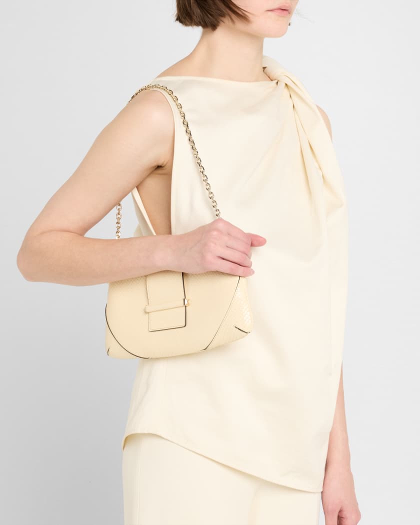 Bar Slim Snake-Embossed Leather Shoulder Bag