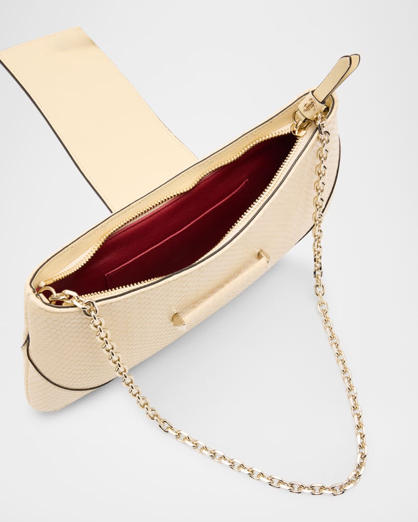 Bar Slim Snake-Embossed Leather Shoulder Bag