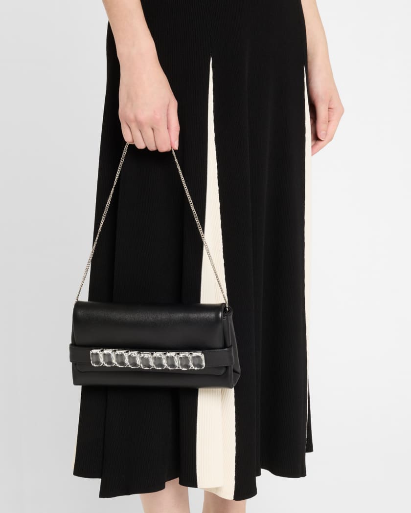 Kya Crystal-Embellished Leather Clutch Bag