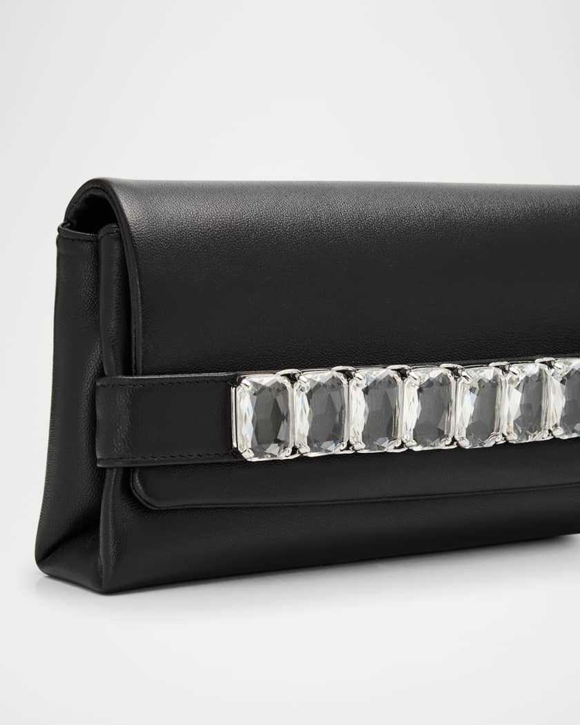 Kya Crystal-Embellished Leather Clutch Bag