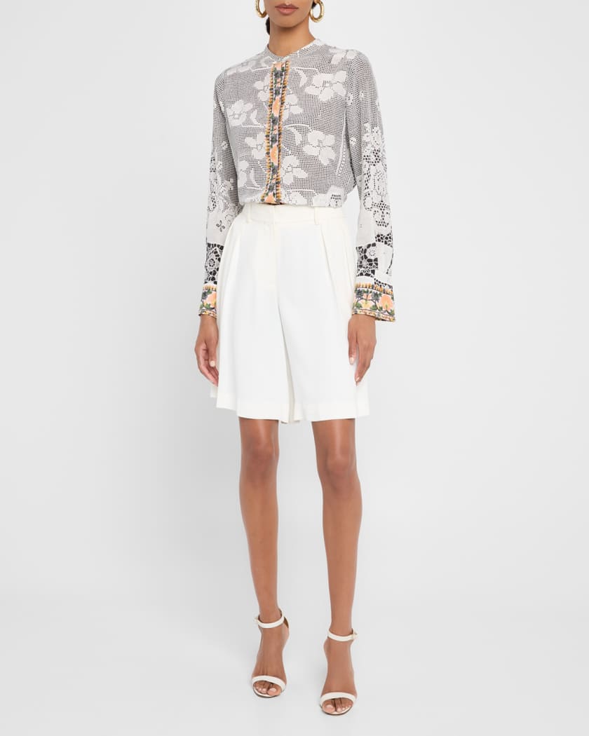 Eloise Lace-Print Silk Blouse