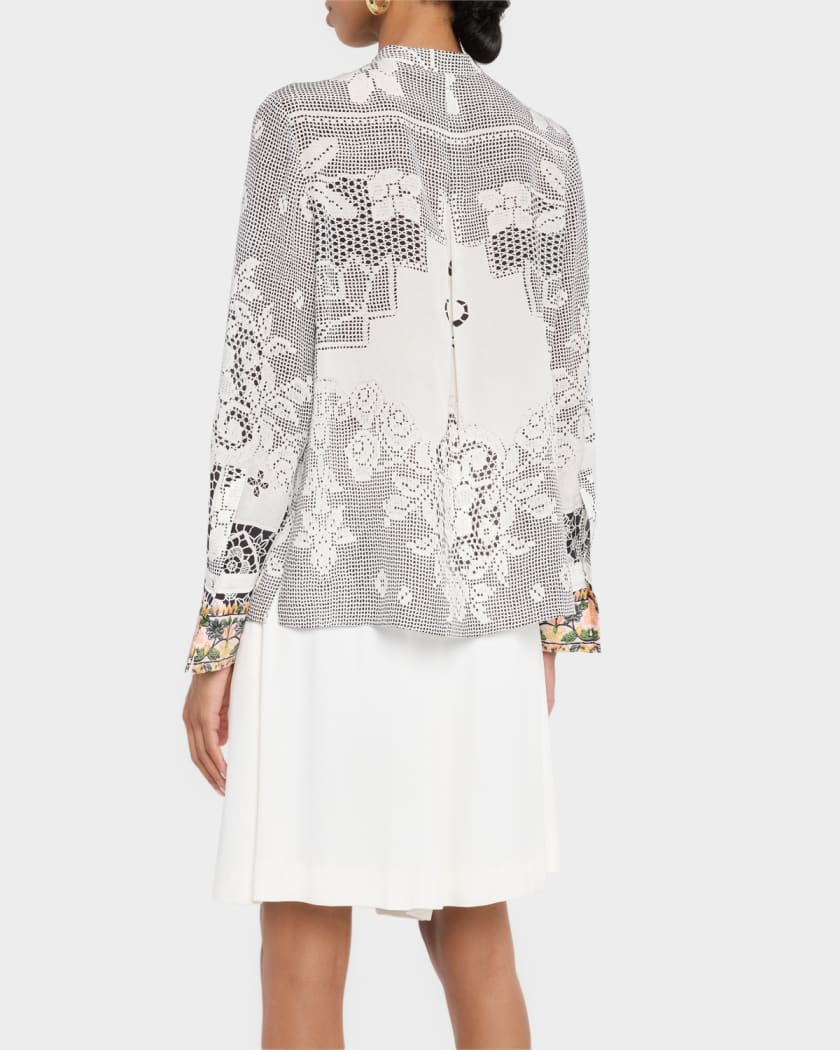 Eloise Lace-Print Silk Blouse