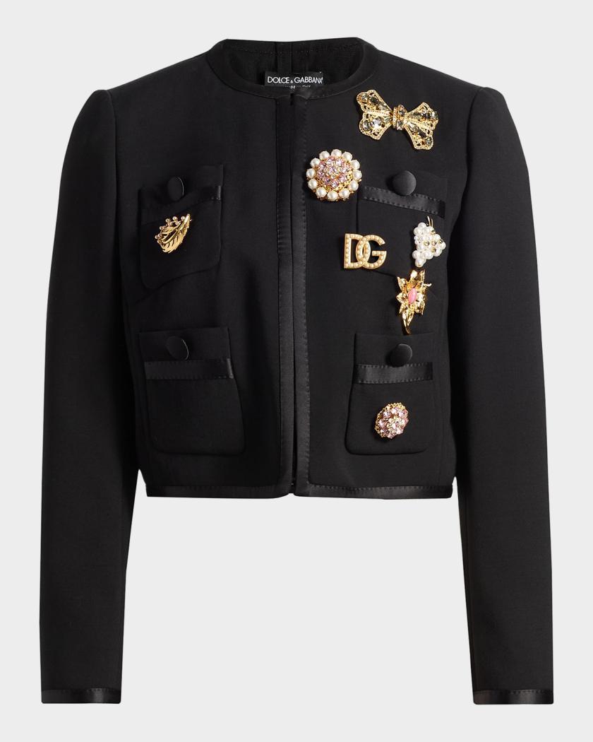 Dolce&Gabbana Embellished Virgin Wool-Blend Jacket | Neiman Marcus