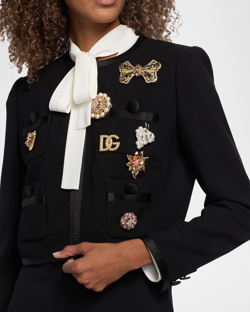 DOLCE&GABBANA カシミヤ ブレザー ジャケット Dolce&Gabbana Embellished Virgin Wool-Blend Jacket | Neiman Marcus
