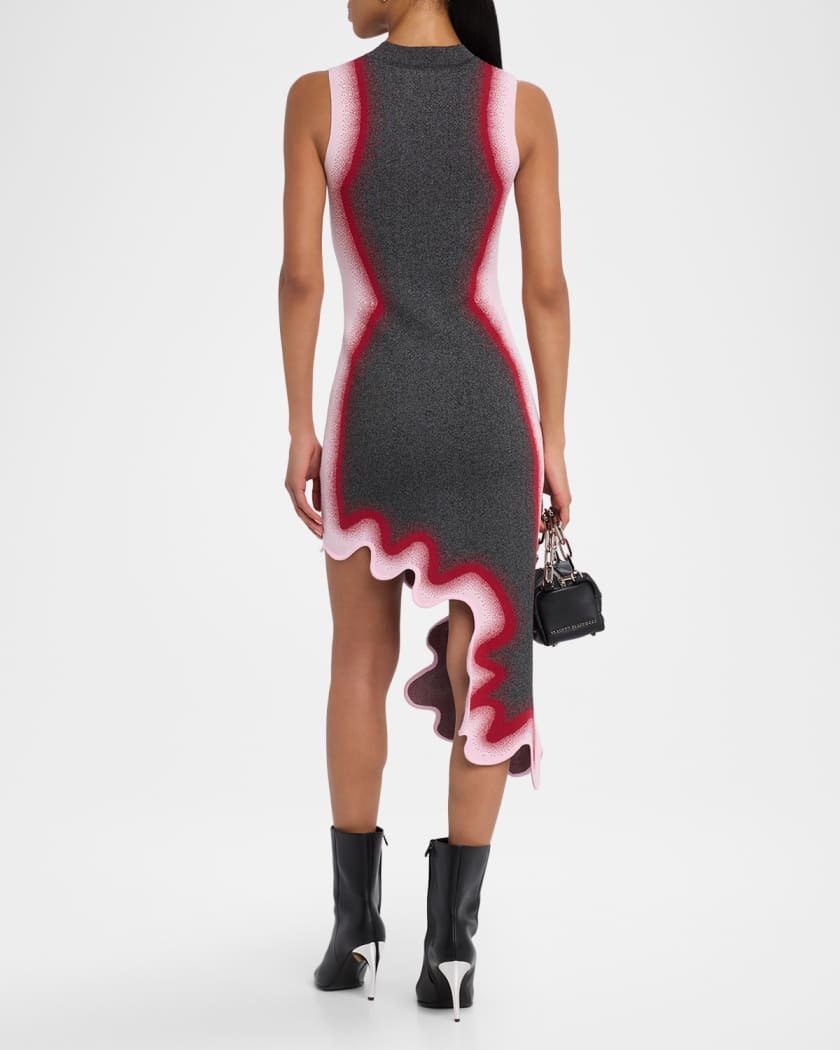 Hailey Reflective Wavy Asymmetric Dress