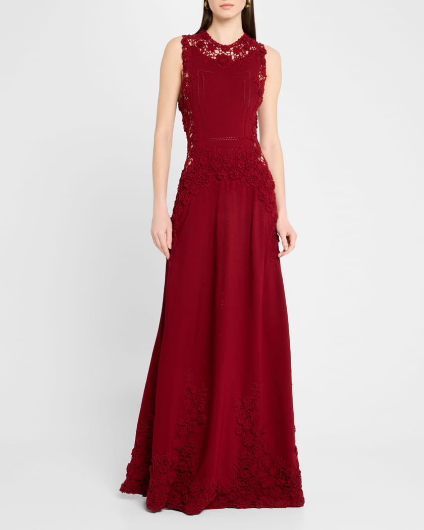 Genoveva Crochet Floral Knit Sleeveless Maxi Dress