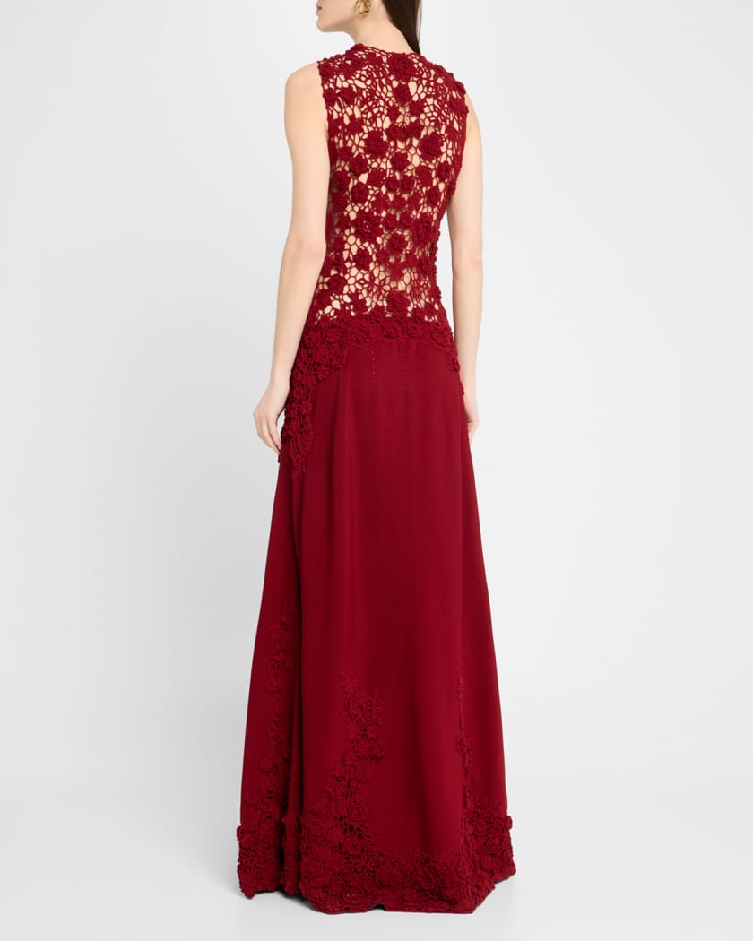 Genoveva Crochet Floral Knit Sleeveless Maxi Dress