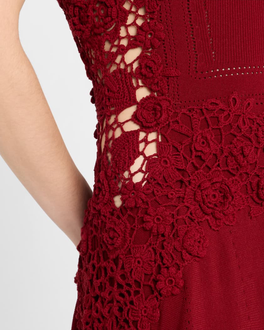 Genoveva Crochet Floral Knit Sleeveless Maxi Dress