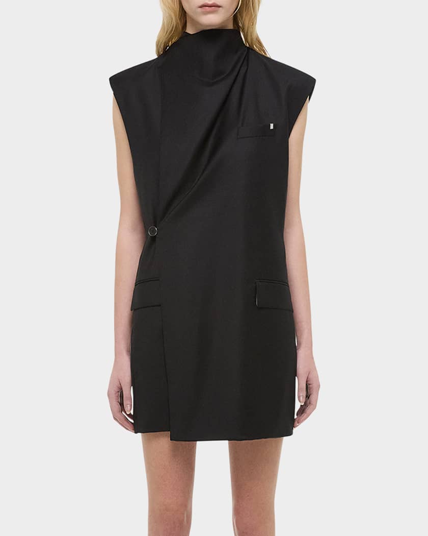 Sleeveless Cowl-Neck Blazer Dress