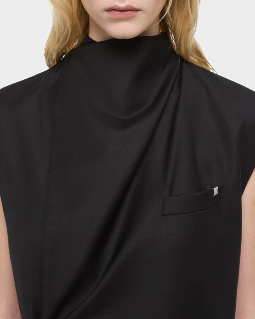 Sleeveless Cowl-Neck Blazer Dress