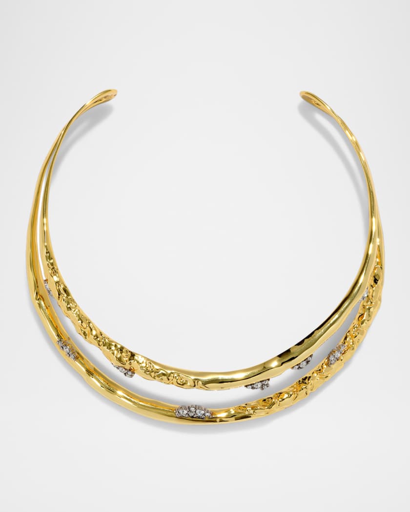 Brut Gold Crystal Thorned Open Collar