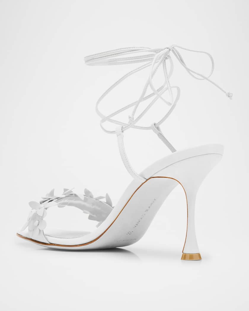Anista Nappa Leather Ankle-Wrap Sandals