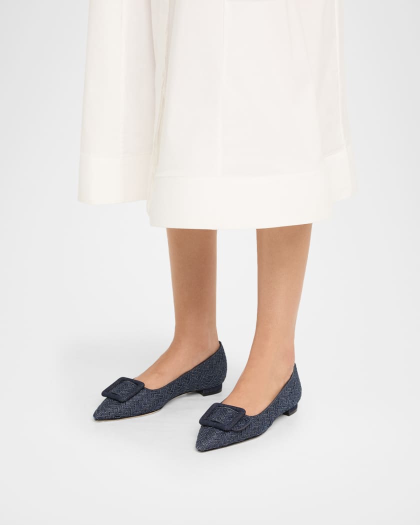 Maysale Chambray Flat Ballerina Pumps