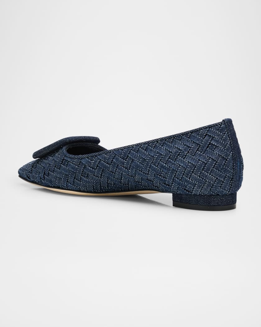 Maysale Chambray Flat Ballerina Pumps