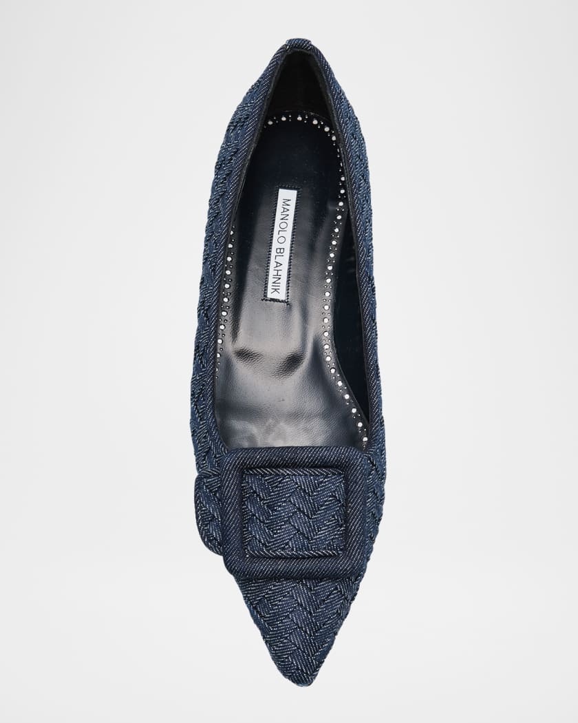 Maysale Chambray Flat Ballerina Pumps