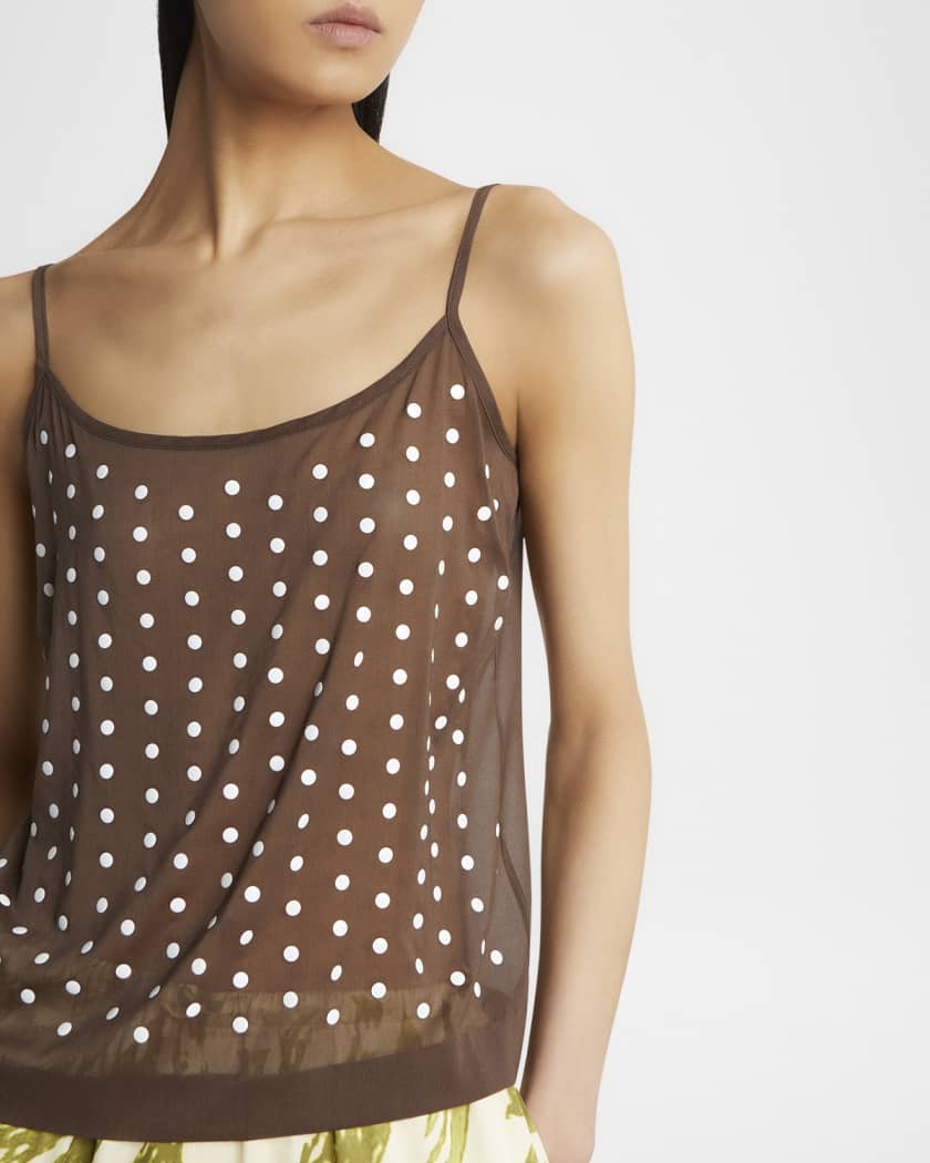 Calipso Polka-Dot Printed Sheer Cami Top