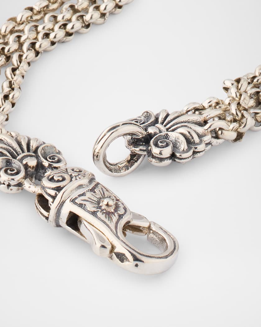 Ivy Rock Crystal, Strawberry Quartz and MOP Triple Chain Bracelet