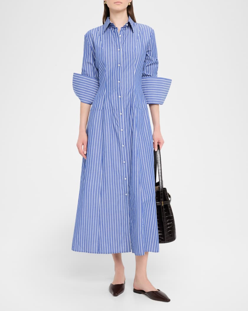 Sammy Striped Collared Midi Shirtdress
