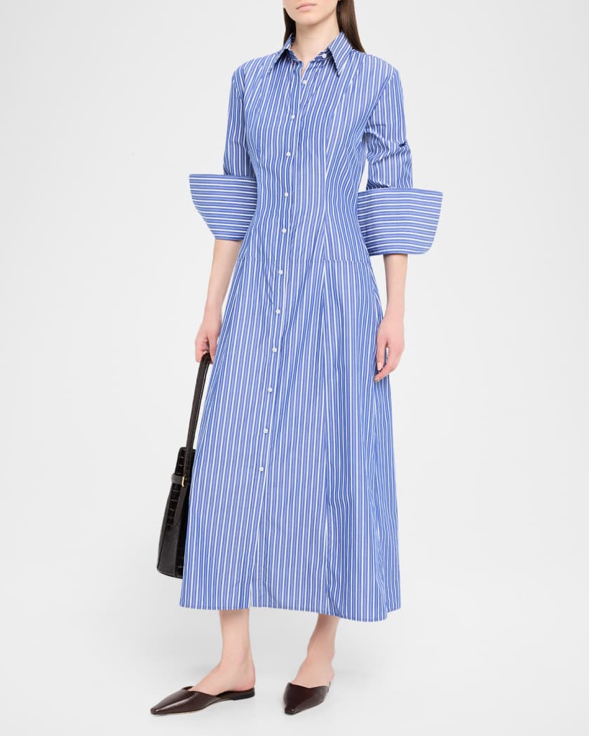 Sammy Striped Collared Midi Shirtdress